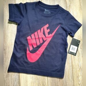 Nike Kids Navy Blue T-Shirt with Red Logo Size 3T